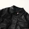 Chaqueta de Cuero Negra con Solapa para Niños 2025 Otoño Nuevo Estilo Coreano Chaqueta de Motocicleta Cool Girl para Niños Pequeños y Medianos Dropshipping