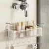Cesta Suspensa para Box de Banho, Prateleira de Armazenamento para Banheiro sem Furos, Prateleira para Banheiro e Vaso Sanitário para Armazenamento de Gel de Banho e Shampoo