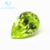 Atacado de fábrica zircônia verde maçã em forma de pera pedra solta verde claro fundo pontudo forma de gota verde fruta pedra branca broca de zircônia cúbica