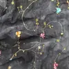 Tecido Customizado Azul Chiffon Tie-Dye Plissado Bordado com Elegância Estilo Francês para Vestidos de Chá e Vestidos de Alça