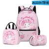Nuevo 3D Sanrio melody bolsa de estudiante mochila bolsa de almuerzo estuche de lápices juego de tres piezas