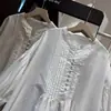 Ropa de Verano 2026 Estilo Japonés Fresca y Juvenil Blusa Casual Artística Holgada con Pliegues de Manga Media para Mujer