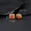 Plata de ley S925 chapada en oro de 24 quilates en toda la superficie, accesorio de joyería DIY de gota color cereza rojo sur, colgante de cuenta barril clásico retro