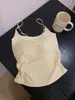 Camisola Blanca de Verano con Fruncidos para Mujer, Mejora el Tono de Piel, con Almohadillas en el Pecho para Cubrir los Lados, Espalda Delgada y Hermosa, Adecuada como Capa Interior o Camiseta Básica