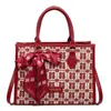 Bolso de Boda Elegante de Moda de Gran Capacidad para Mujer 2025 Nuevo Lona Tendencia Bolso de Mano Rojo Bolso Tote de Hombro