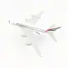 Modelo de Avión Adornos Estáticos de Aleación 16cm Emirates Airbus A380 Venta Directa de Fábrica
