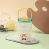 Copo Térmico Infantil Estilo Desenho Animado de Alto Acabamento, Copo de Café Portátil para Exterior em Aço Inoxidável com Infusor de Chá, Copo de Água para Chá de Frutas