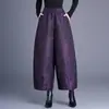 Garantía de Calidad Temperamento Mamá Estilo Chino Jacquard Pantalones de Pierna Ancha Otoño Nuevo Cintura Alta Holgado Adelgazante Pantalones de Botón Pantalones Casuales