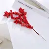Accesorios de rama de flor y fruta artificial de Navidad, decoraciones navideñas, bayas rojas, acebo, accesorios de fruta de la fortuna, fabricante de origen transfronterizo