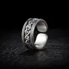 Anillo Plateado con Patrón de Dragón para Hombre, Estilo Vintage de Alta Gama, Moda China Retro, Anillo Abierto Ajustable, Directo del Fabricante