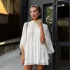 Design de Moda Francês Camisa de Chiffon Feminina Hot Girl Solta Cor Sólida Elegante Capa Manga Morcego Roupa Externa com Forro