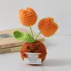 Flor de Tricô de Energia Positiva Transfronteiriça Planta em Vaso Produto Acabado Fio de Lã Flor de Simulação Ornamento de Mesa Boneca de Cartão de Mão