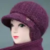 Inverno Novo Chapéu de Mãe de Meia-Idade e Idosa Chapéu de Lã Tricotado Quente de Veludo Feminino Chapéu Corta-Vento Espessado com Proteção de Orelha