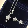 Brincos e Colar Estrela de Diamante Estrela Brilhante da Moda Corrente de Suéter Exquisita Versátil de Luxo Leve