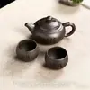Tetera de Arcilla Púrpura de Gran Capacidad, Tetera Clásica Estilo Antiguo, Juego de Té Kung Fu de Una Tetera Dos Tazas Cuatro Tazas, Tetera Casera para Preparar Té de Una Sola Tetera B12