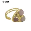 Wt-R570 Anillo Abierto de Personalidad Original Piedra Natural Chapado en Oro de 18K Diseño Hueco Joyería para el Viaje Diario