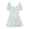 Atacado de Fabricantes de Roupas Femininas Transfronteiriças Novos Modelos 2025, Popular no Aliexpress, Vestido Fashion de Manga Curta com Bolinhas Estilo Francês
