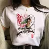 Camiseta Branca Manga Curta Estampada Anime Attack on Titan Feminina Comércio Exterior Cross-border Wish/ebay Amazon