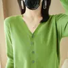 Nueva Chaqueta de Punto con Botones de Cuello en V para Mujer de la Colección Primavera y Otoño 2026, Top de Manga Larga, Chaqueta Cardigan Versátil Estilo Coreano