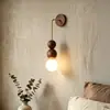 Luminária de Parede Francesa Estilo Vintage Madeira Maciça Esfera de Vidro Branco Leite Fonte de Luz B&B Sala de Estar Parede de Fundo Forma Artística Luminária de Parede