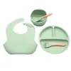 Plato de Cena de Silicona Transfronterizo con Ventosa, Plato Integrado para Comida de Bebé, Venta al por Mayor del Fabricante, Juego de Platos Divididos para Bebé Resistentes a Altas Temperaturas