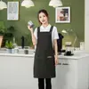 Delantal de cocina impermeable y a prueba de aceite con impresión publicitaria de logo, correa de hombro ancha y gruesa, delantal para catering al por mayor