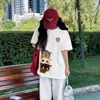 Camiseta de Algodón Puro Talla Grande Americana de Manga Corta para Mujer 2025 Nuevo Verano Holgada de Media Manga Moda y Versátil Ropa