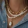 Collar de cadena irregular para clavícula de joyería transfronteriza europea y americana, collar de perlas irregulares de temperamento retro para mujer, estilo barroco