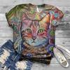 Wish2023 Comércio Exterior Europeu e Americano Criativo Estampa Digital 3D Camiseta de Manga Curta Peça Única Dropshipping Estampa 3D Criativa