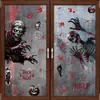 Decoraciones para Fiesta de Halloween Transfronterizo Horror Cabeza de Calabaza Calavera Pegatinas de Vidrio Huellas de Mano Sangrientas Murciélago Pegatinas Estáticas Venta al por Mayor