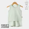 Ropa para Bebés y Niños Pequeños Anyang Conjunto para Bebé e Infantil Verano Malla Transpirable Ropa para Casa Ropa Exterior para Bebé Chaleco de Algodón Puro Pantalones Cortos