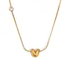 Colar com pingente fofo de design de nicho europeu e americano, aço inoxidável banhado a ouro 18K, letra de bolha, zircônia unilateral, colar de corrente S para mulheres