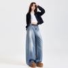 Jeans de Pierna Ancha Desconstrucción de Bambú Sueltos Estilo Scimitar para Hombre y Mujer Estilo Americano Retro Lavado Pantalones Casuales Nuevos Chenilla