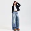 Jeans de Pierna Ancha Desconstrucción de Bambú Sueltos Estilo Scimitar para Hombre y Mujer Estilo Americano Retro Lavado Pantalones Casuales Nuevos