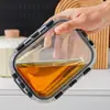 Contenedor para preparación de comidas de oficinista apto para microondas caja especial para conservación fresca caja bento rectangular caja de almuerzo de vidrio de borosilicato alto