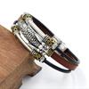 Pulsera de Cuero Multicapa con Patrón de Dragón Vintage Desgastado, Estilo Chino Punk para Hombre, Aleación, Cabeza de Dragón, Hebilla de Acero Inoxidable, Joyería de Pulsera de Cuero