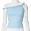 2025 Nuevo Verano Estilo Europeo y Americano Ropa para Mujer Color Sólido Delgado Moda Tirantes Retorcidos Cuello Bardot Sin Mangas Sexy Espalda Descubierta