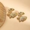 Aretes Transfronterizos Estilo Retro Hoja de Ginkgo Diseño Nicho Aretes de Hoja Dorada Aretes de Acero al Titanio de Alta Gama Aretes
