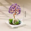 A-Peng Cristal Árbol de Cristal Natural Ágata Blanca Geoda Creativa Cuenco del Tesoro Árbol de la Fortuna Citrino Árbol del Dinero Adorno