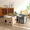 Nido para Gatos Plegable Multihoyo Transfronterizo, Rascador para Gatos Resistente al Desgaste, Casa para Gatos, Universal para Todas las Estaciones, Villa para Gatos Fácil de Limpiar, Casa para Gatos de Dos Pisos