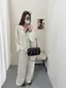 Pantalones de punto gofre minimalistas estilo coreano con pierna curva para mujer, nuevo otoño 2026, holgados, casual, deportivos, versátiles, adelgazantes, de pierna ancha