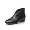 Botines retro de tacón medio para mujer otoño/invierno 2026, botines cortos nuevos de punta con tacón grueso, piel suave, botas de suela blanda