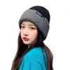 Gorro de Invierno Grueso de Punto de Doble Capa para Mujer Versión Coreana Protección para los Oídos Transfronteriza Doble Cara Adelgazante Slouchy Gorro de Punto al por Mayor