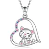 Colar Coração Mãe S925 Prata Arco-Íris Gato Venda Quente Transfronteiriça, Corrente de Clavícula Criativa de Nicho de Luxo Leve para Mulheres Atacado