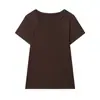 Hot-Selling Transfronteiriço do Aliexpress Nova Moda Feminina Primavera 2026 Cor Sólida Gola Redonda Efeito Lavado Manga Curta Raglan Camiseta