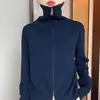 Nuevo Estilo Otoño e Invierno 2026 Cárdigan de Punto de Terciopelo Andy de Cuello Alto de Manga Larga con Doble Cremallera de Color Puro Holgado y Versátil para Mujer