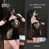 Conjunto de Vestido Bodycon Justo Jacquard Transparente Vazado Rede de Pescar Uma Alça Sem Costas Doce e Sedutor W35