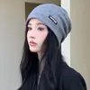 Gorro holgado de nuevo estilo 2025 para mujer, Gorro para primavera y otoño postparto, Turbante de lana tejido versátil para afinar el rostro, Gorro de frío