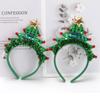 Nova Tiara de Árvore de Natal Verde Seda RL554 com Brilho de Luz sem Luz Tiara de Cabeça de Natal Adereços de Performance