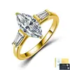 Anillo de Plata de Ley S925 con Moissanita en Forma de Marquesa, Anillo de Boda de Lujo Nicho, Anillo Popular Transfronterizo Europeo y Americano para Mujer, Estilo Europeo y Americano